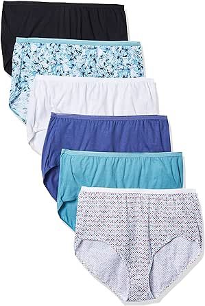 JUST MY SIZE Women's Plus Size Cool Comfort Cotton High Brief 6-Pack