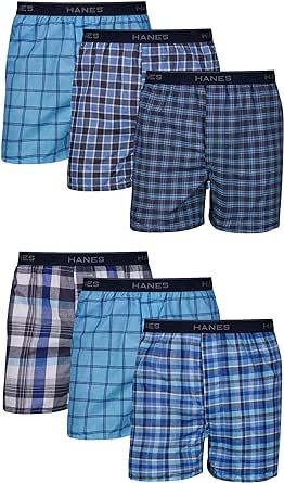 Hanes Mens Tagless Boxer With Exposed Waistband Multi-Packs